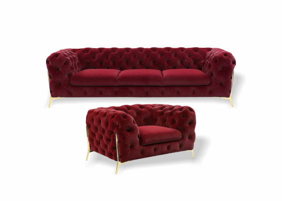 Mobili italiani Set di divani 3 + 1 posti, divano di design, divani imbottiti Chesterfield