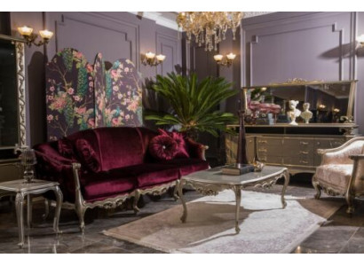 Set di divani di lusso con tavolo da caffè e poltrona, nuovo.