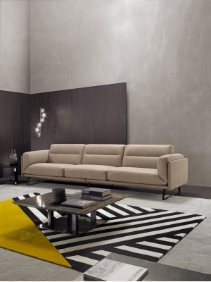 Divano 4 posti Divani in pelle design di lusso Beige divano di design di lusso a quattro posti xxl