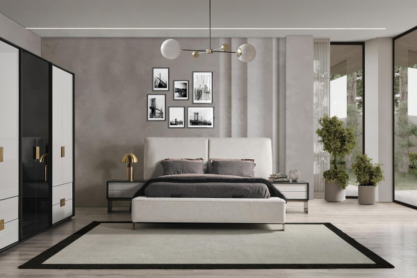 Set da camera da letto Letto 2x comodini Armadio di lusso nuovo 4 pezzi in legno