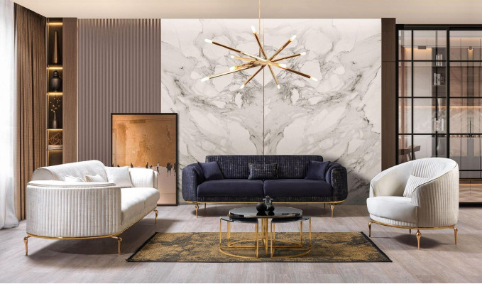 Set di divani 331 Seduta Moderne Divano Poltrona Divani Set di lusso 3 pezzi