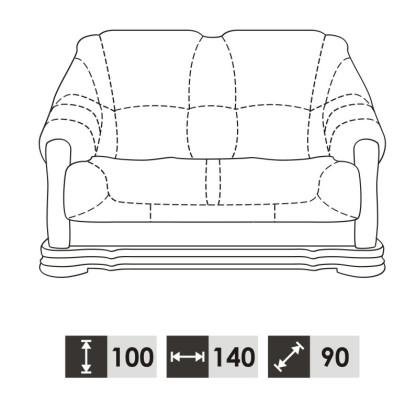 Classico divano a due posti in pelle, nuovo, divano imbottito 2 posti in pelle