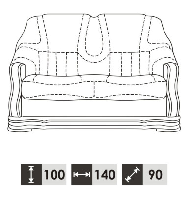 Divani classici Divano a due posti Divano a 2 posti Rivestimento nuovo (senza divano 3 + 1 posto)