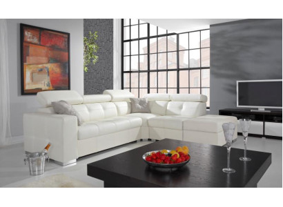 Divano d'angolo design salotto imbottito d'angolo in pelle al 100%