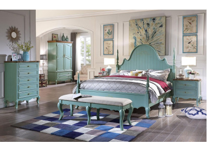 Camera da letto di lusso Letto in legno vero Mobili in legno Letti in stile country doppio nuovi