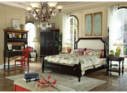 Letto americano in legno di lusso, set di mobili da camera da letto in vero legno, 3 pezzi, nuovo.