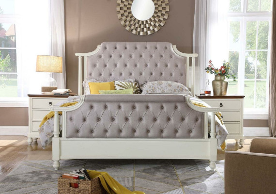 Camera da letto set completo Letto reale barocco Tavolo da toeletta Comodino 6 pezzi.