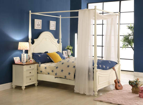 Letto a baldacchino 3 pezzi. Set camera da letto Letti 3 pezzi Set mobili country Comodino