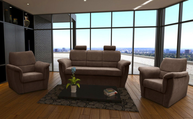 Divano 3+1+1 posti con funzione letto e vano contenitore, divano imbottito nuovo.