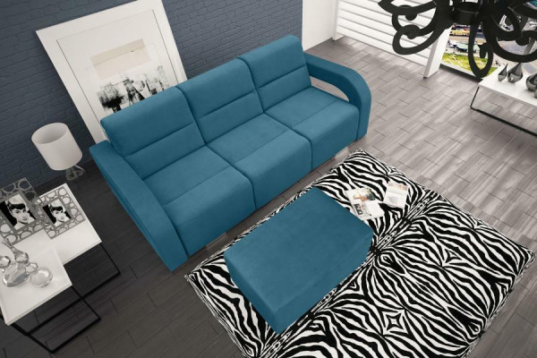Divano letto a tre posti con funzione letto e contenitore per biancheria, divano letto a ribalta.