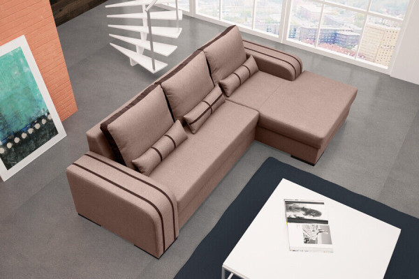 Divano letto con funzione letto, contenitore per biancheria - Divano angolare, NUOVO nel design