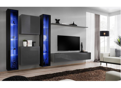 Arredamento soggiorno 2x armadio pensile grigio moderno credenza arredamento vetrina pensile.