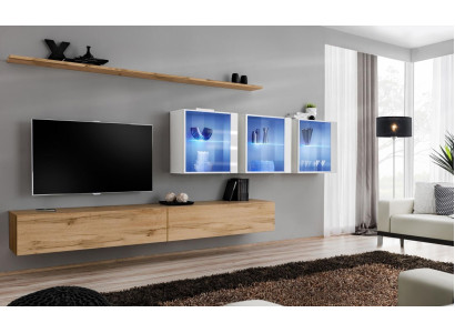 Mobili per soggiorno stile moderno design porta TV mensole a muro armadio completo a parete.