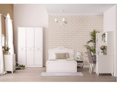Completo letto per ragazzi letto funzionale Estraibile Set 8 pezzi Legno Bianco