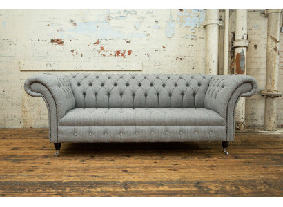 Soggiorno Divano Chesterfield Design Tessile Divani Divano a tre posti Grigio Couch