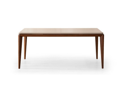 Set da pranzo moderno con tavolo da pranzo design, 4 sedie imbottite e credenza di lusso.