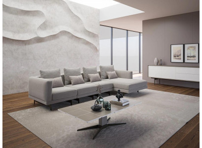 Set da salotto di lusso completo con divano ad angolo, divano a forma di L, design moderno e arredamento.