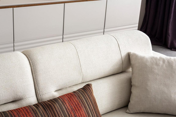 Bianco set di tessuti esclusivo per il soggiorno con divano a 3 posti e poltrona di lusso 2 pezzi