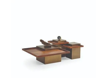 Tavolino da salotto marrone moderno in legno per soggiorno, set di lusso