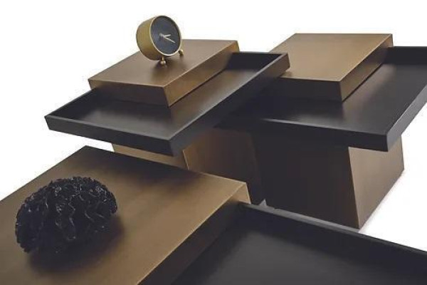 Set di tavolini moderni per il soggiorno, mobili di lusso in legno 3 pezzi