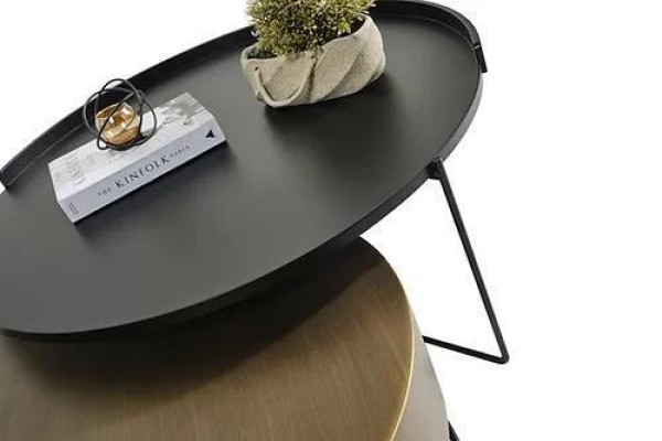 Designer 2 tavolini da caffè moderni rotondi in metallo