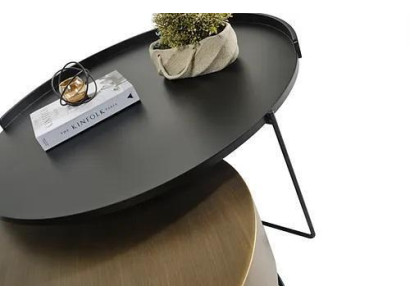 Designer 2 tavolini da caffè moderni rotondi in metallo