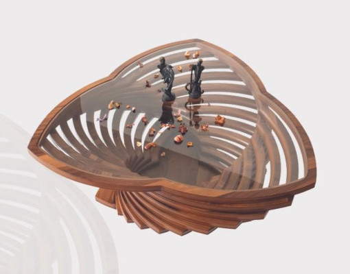 Moderno tavolo da caffè in vetro Braun 2x tavolino da caffè tavolino da designer