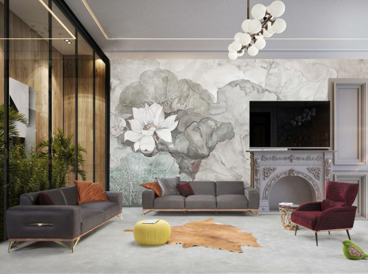 Divano di lusso a quattro posti Divani a quattro posti Soggiorno in poliestere Moderno Design in stoffa