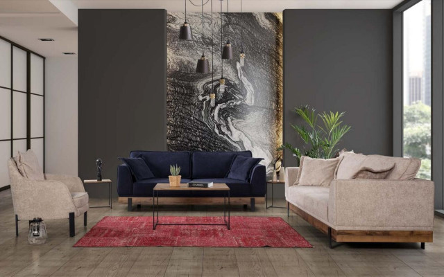 Divano 331 Sedute Divani Divano Imbottito Legno Divano in Tessuto