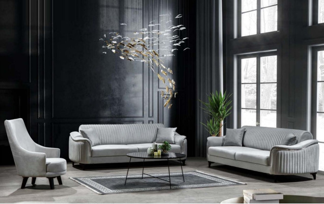 Moderni poltrone monoposto da salotto design in legno colore grigio tessuto