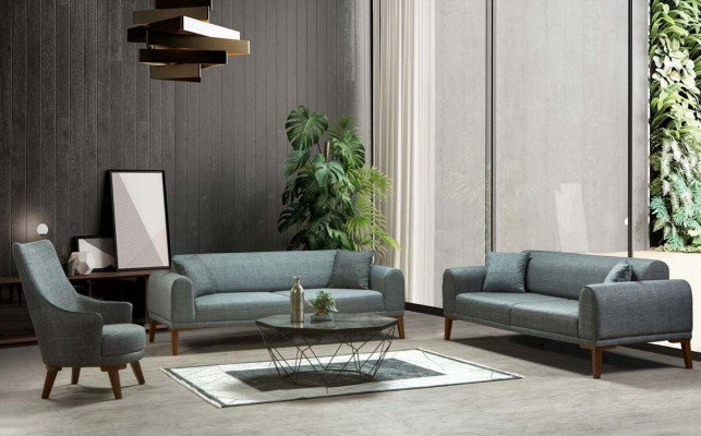 Lussuoso divano moderno a 3 posti Design divano a tre posti imbottito in legno