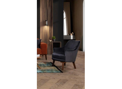 Design poltrona monoposto per salotto in tessuto moderno in poliestere color grigio.