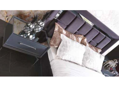 Moderni set da camera da letto grigio con letto, 2 comodini, armadio e cassettiera, 5 pezzi.
