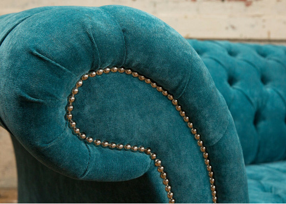 Chesterfield Originale Divano Sofa Tessuto Divani Divanetti Imbottiti Tessuto Nuovo