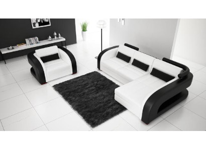 Divano in pelle con USB, divano d'angolo imbottito, divano angolare, divano Bergamo.