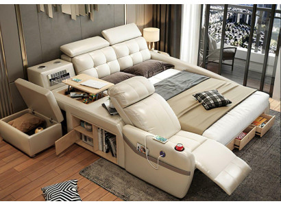 Letto massaggiante multifunzione con reggiseno in pelle letto USB di lusso.