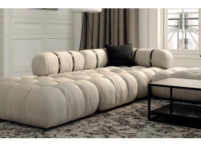 Divano angolare a L bianco moderno in tessuto per soggiorno design a nuova forma a L