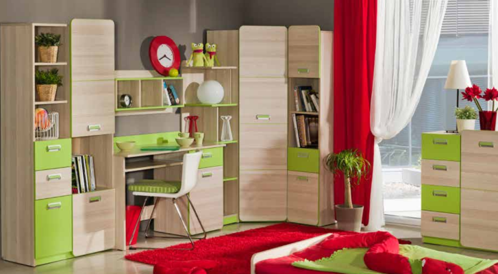 Camera da letto per giovani ragazzi, comodino per bambini, armadietto, credenza, credenza, sideboard, legno nuovo.