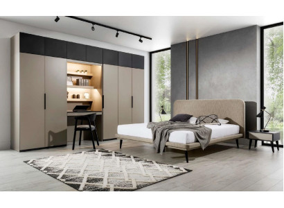 Armadio grigio, design elegante in legno per camera da letto, mobili moderni di lusso nuovi.