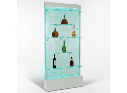 Mobili a scaffale illuminati a LED per bar a parete design, colonna scaffale, bancone con colonne d'acqua.