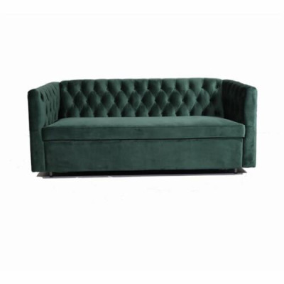 Divano Chesterfield in stile americano in pelle verde a tre posti