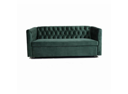 Divano Chesterfield in stile americano in pelle verde a tre posti