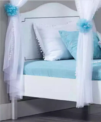 Stanza dei bambini Camera da letto Letto Letto a baldacchino 100x200cm Bianco Legno Letti