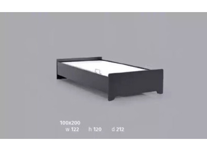 Letto design per bambini, letto per ragazzi moderno nero 100x200 cm.