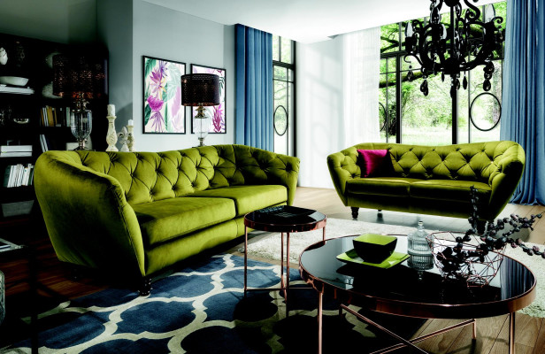 Chesterfield 3+2 posti divano in tessuto imbottito divano set Design