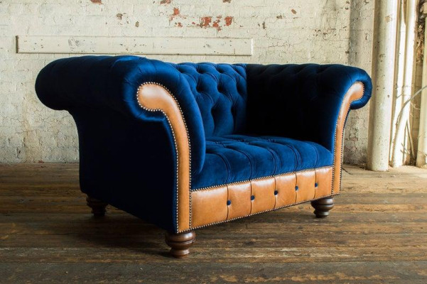 Chesterfield Tessuto Imbottito Poltrona 1 Posto Divani Design Divani in Tessuto di Lusso