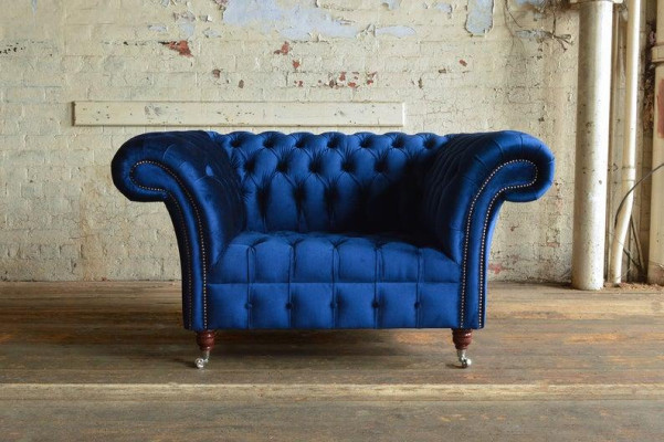 Chesterfield poltrona divano televisivo 1 posti divano in tessuto stoffa imbottito #4