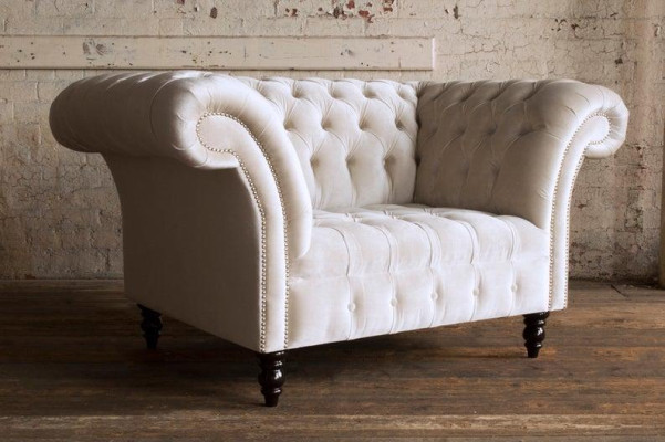 Chesterfield poltrona divano televisivo 1 posto tessuto stoffa divani imbottiti #4