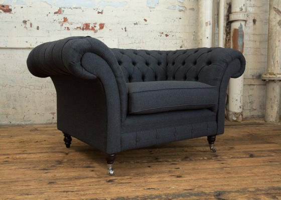Chesterfield poltrona divano TV 1 posto in tessuto stoffa divani imbottiti #2