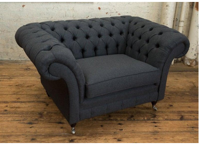 Chesterfield poltrona divano TV 1 posto in tessuto stoffa divani imbottiti #2